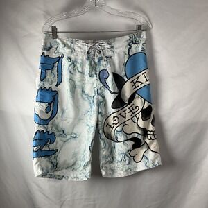Ed Hardy Mens Size 33 By Christian Audigier Board Swim Shorts Love Kills Slowly